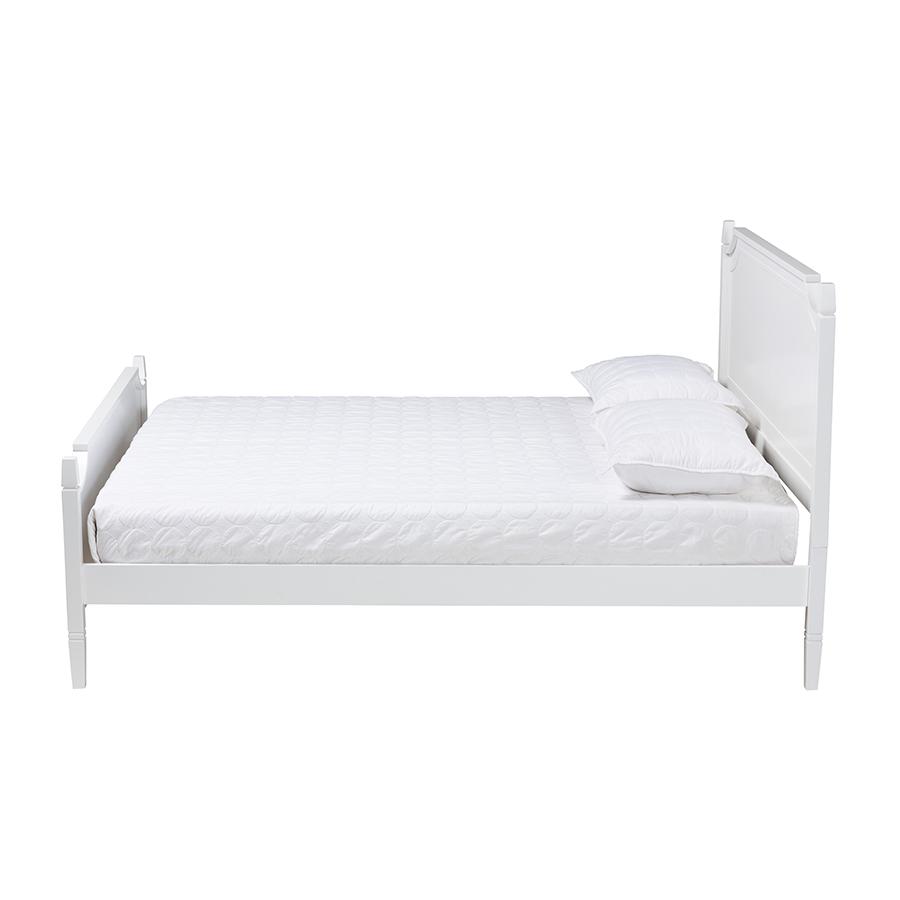 Mariana Classic and Traditional White Finished Wood Queen Size Platform Bed. Picture 2