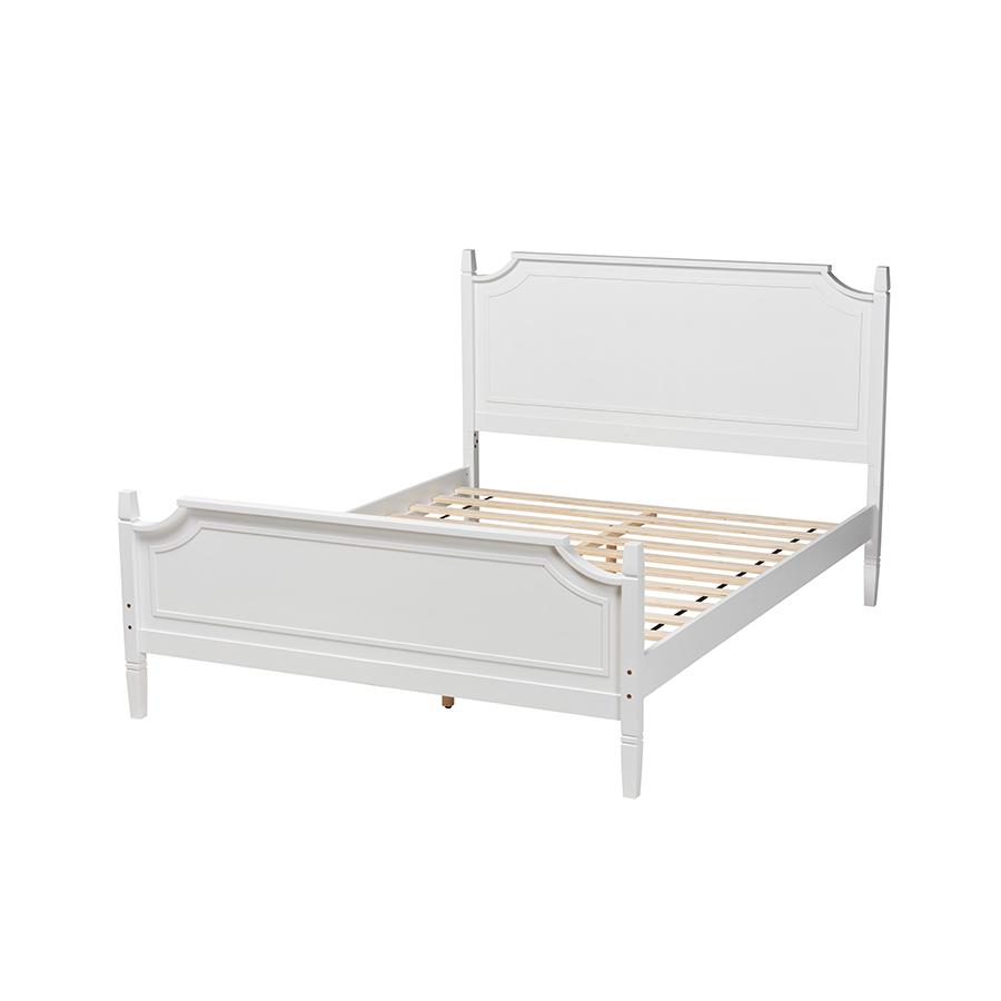 Mariana Classic and Traditional White Finished Wood Queen Size Platform Bed. Picture 3