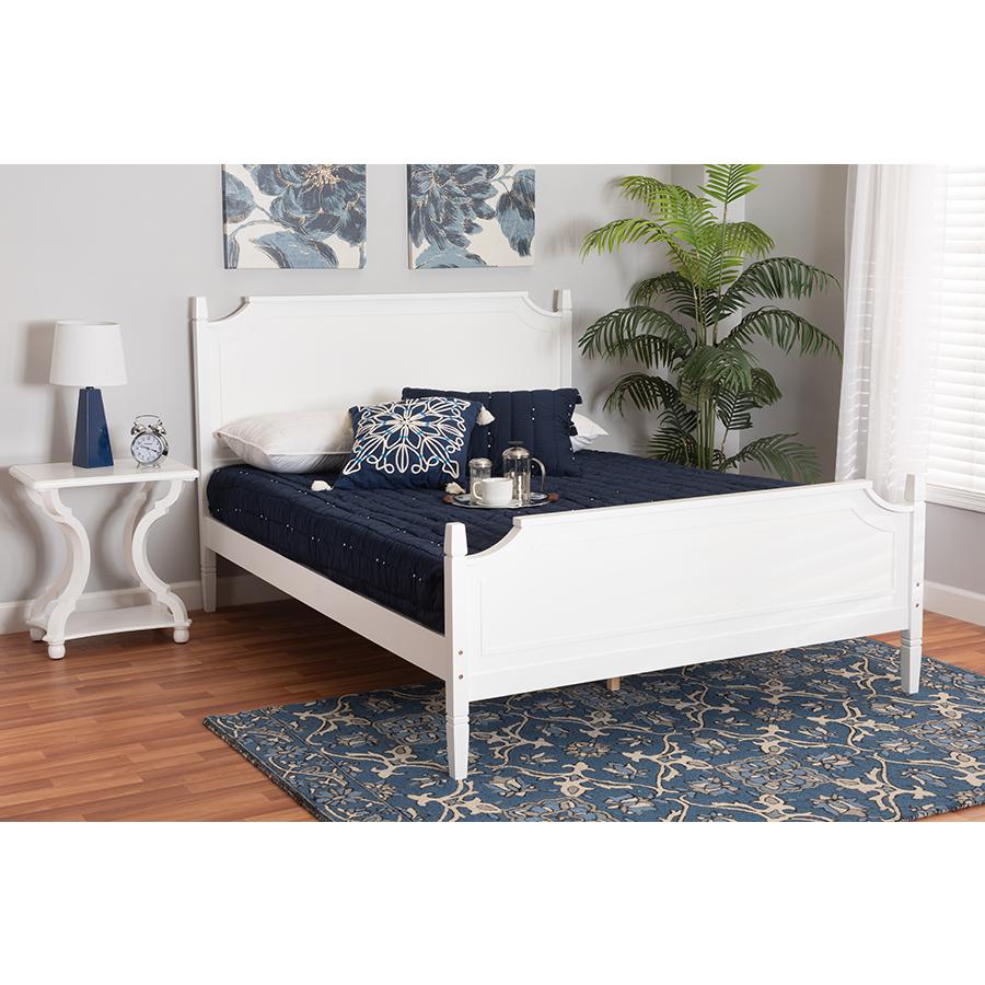 Mariana Classic and Traditional White Finished Wood Queen Size Platform Bed. Picture 7