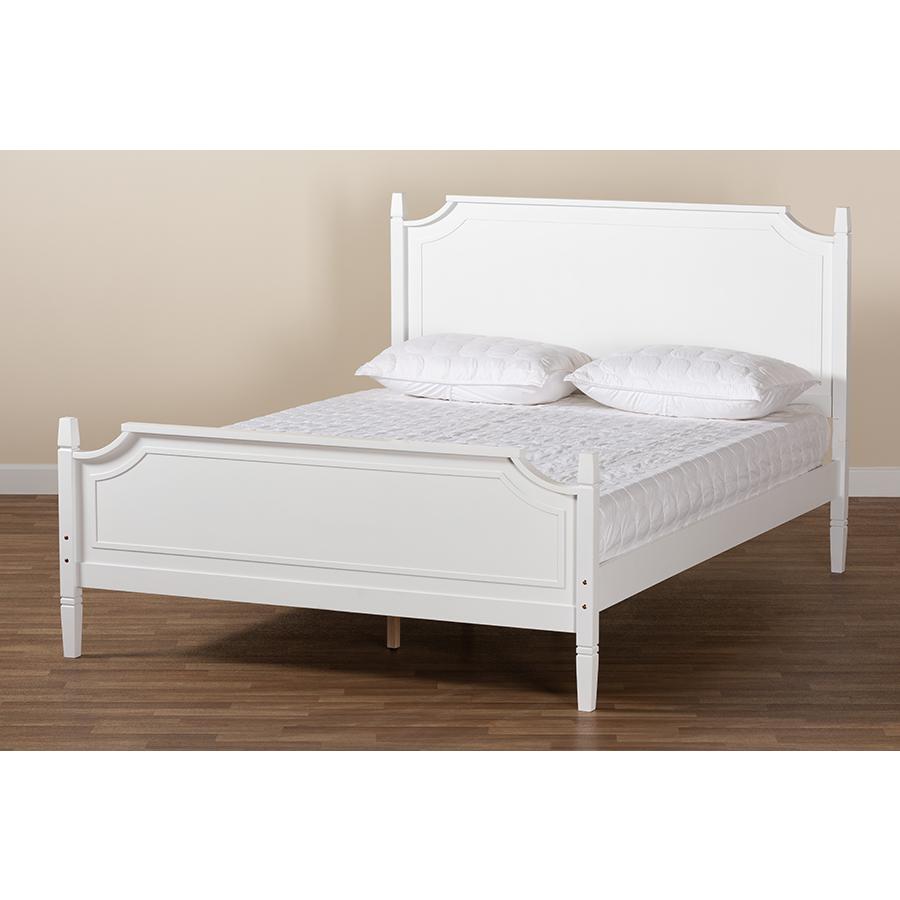 Mariana Classic and Traditional White Finished Wood Queen Size Platform Bed. Picture 8