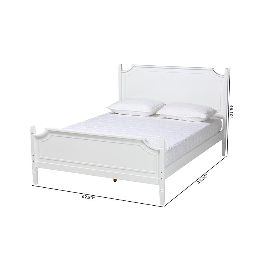 Mariana Classic and Traditional White Finished Wood Queen Size Platform Bed. Picture 9