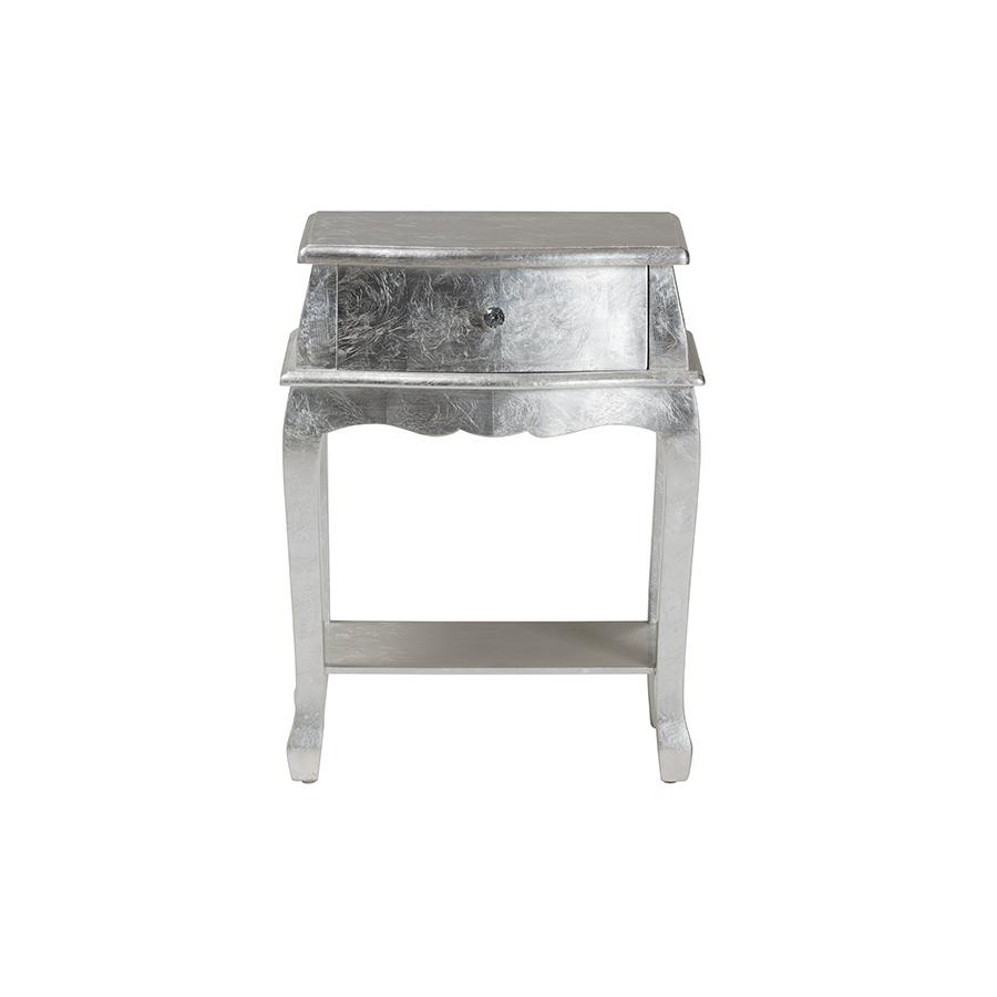 Baxton Studio Harriet Classic and Traditional Silver Finished Wood 1-Drawer Nightstand. Picture 3