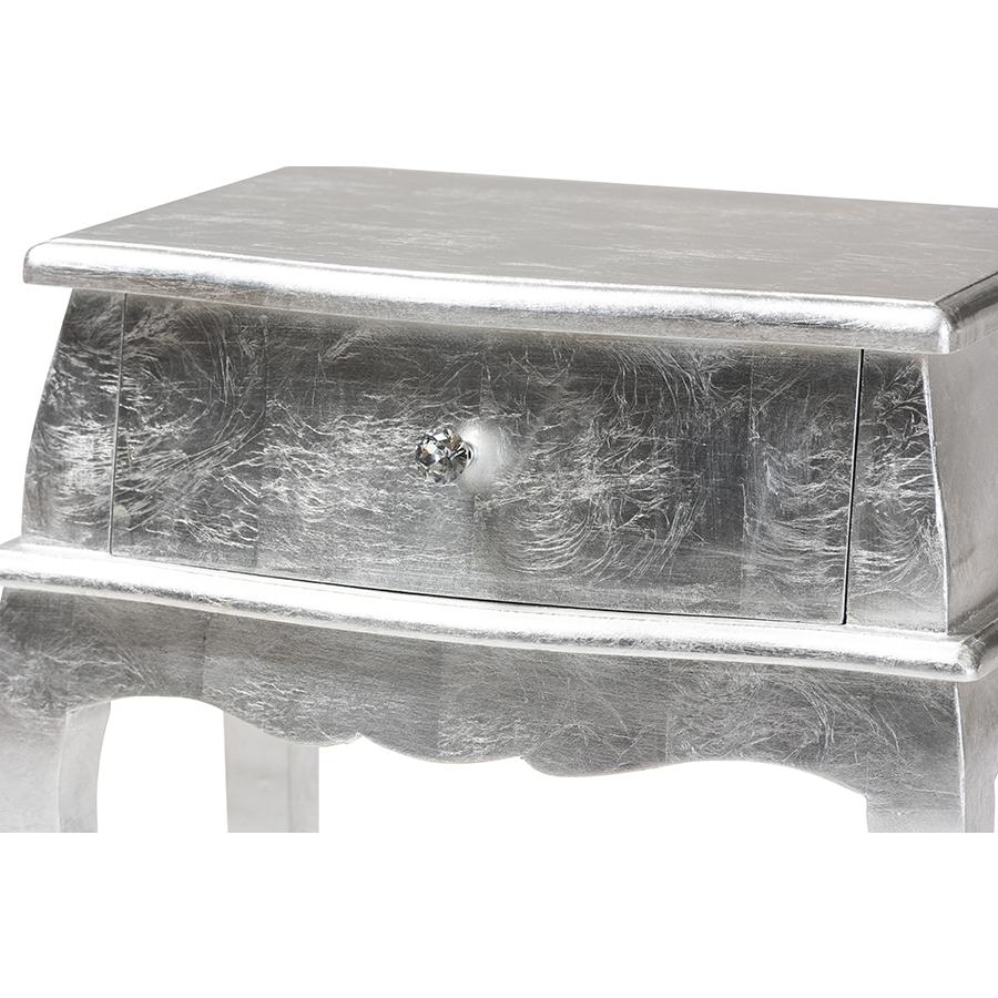 Baxton Studio Harriet Classic and Traditional Silver Finished Wood 1-Drawer Nightstand. Picture 5