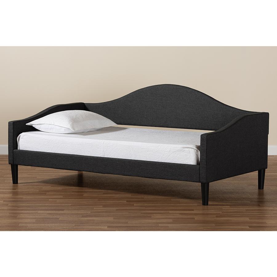 Charcoal Fabric Upholstered and Dark Brown Finished Wood Full Size Daybed. Picture 8