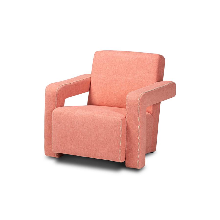 Madian Modern and Contemporary Light Red Fabric Upholstered Armchair. Picture 1