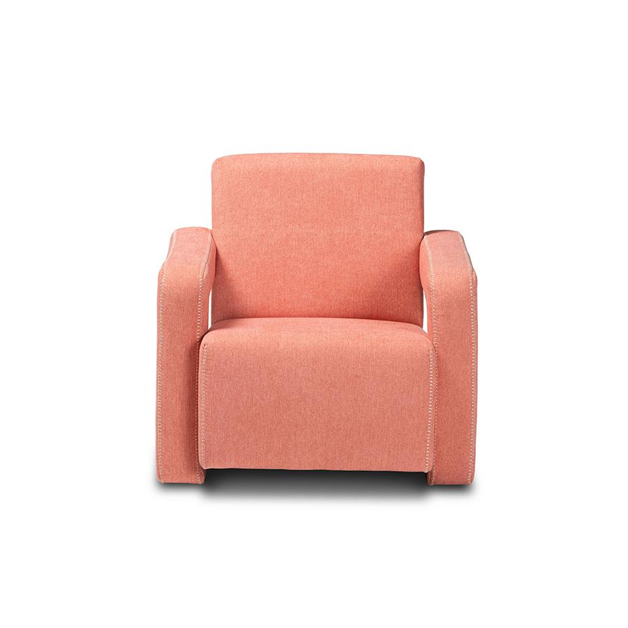 Madian Modern and Contemporary Light Red Fabric Upholstered Armchair. Picture 2