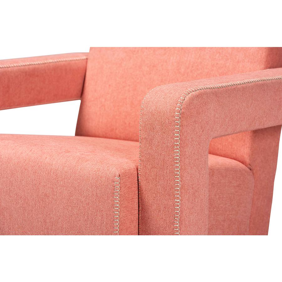 Madian Modern and Contemporary Light Red Fabric Upholstered Armchair. Picture 5