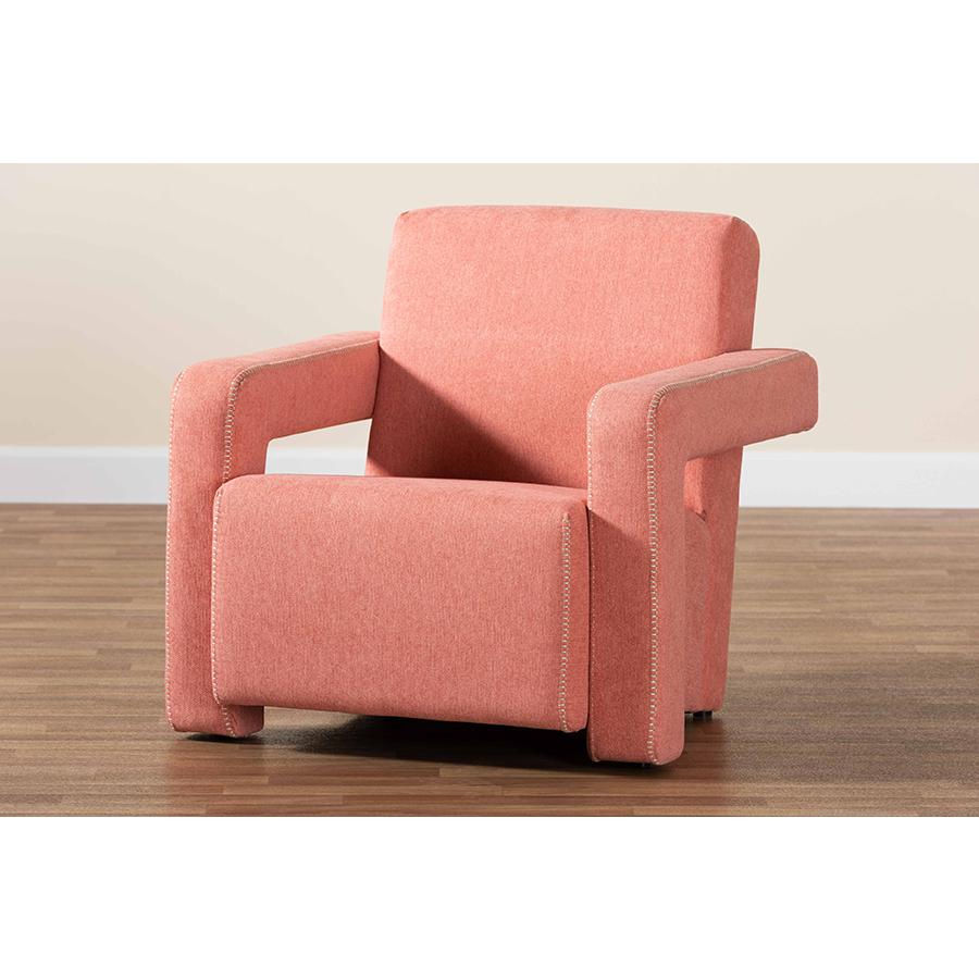 Madian Modern and Contemporary Light Red Fabric Upholstered Armchair. Picture 8
