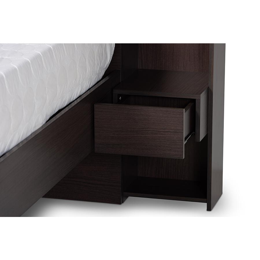 Baxton Studio Dexton Modern and Contemporary Dark Brown Finished Wood Queen Size Platform Storage Bed. Picture 6