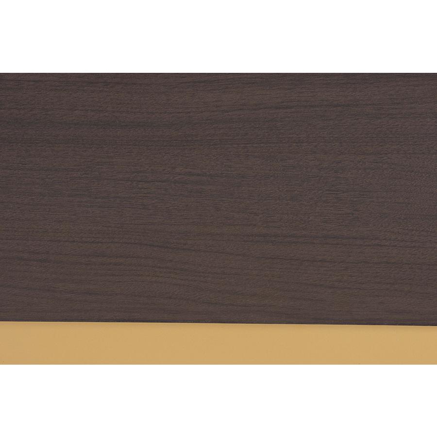 Glam and Luxe Two-Tone Dark Brown and Gold Finished Wood Queen Size Platform Bed. Picture 6