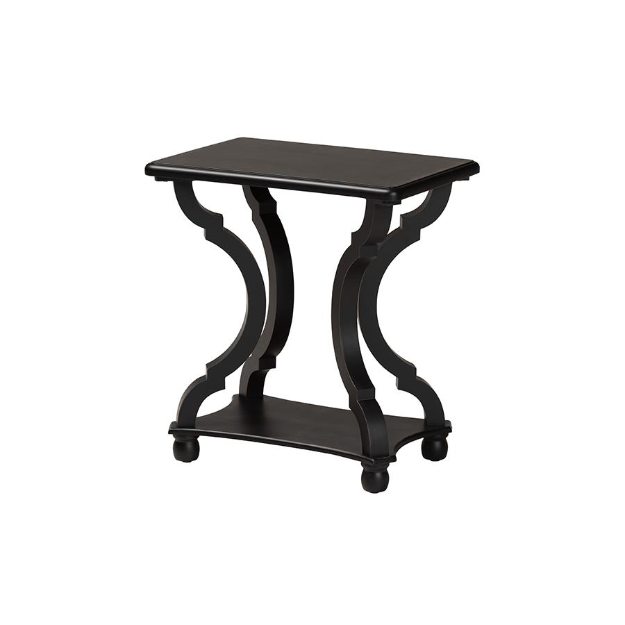 Baxton Studio Cianna Classic and Traditional Black Wood End Table. Picture 1