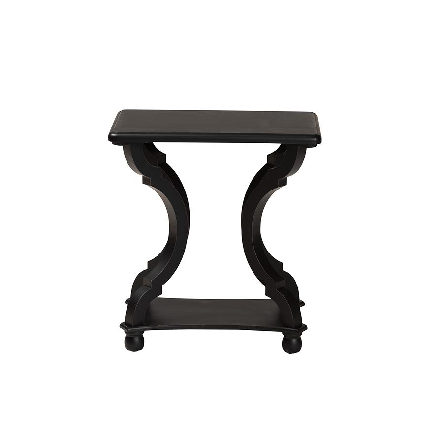 Baxton Studio Cianna Classic and Traditional Black Wood End Table. Picture 2