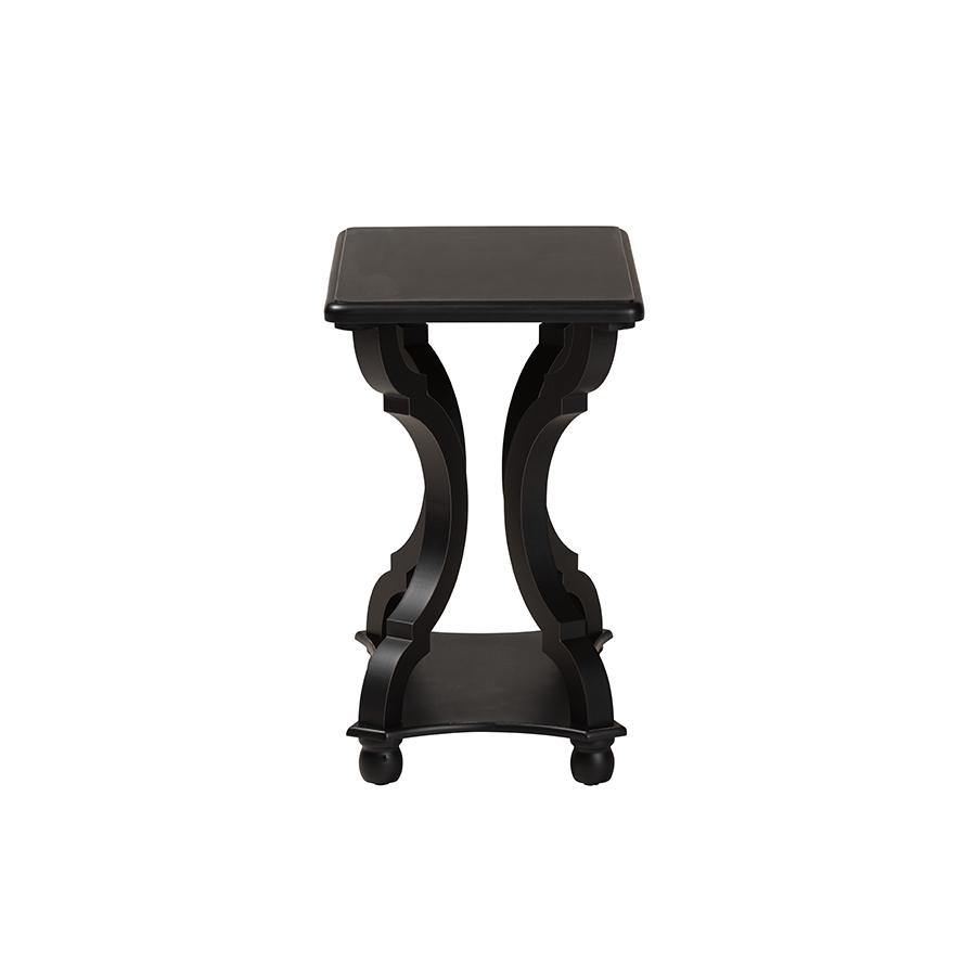 Baxton Studio Cianna Classic and Traditional Black Wood End Table. Picture 3
