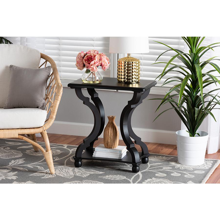 Baxton Studio Cianna Classic and Traditional Black Wood End Table. Picture 7