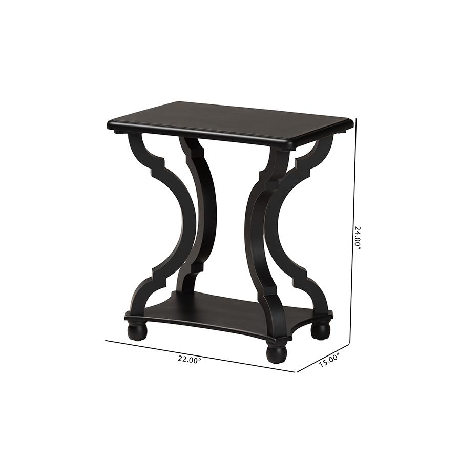 Baxton Studio Cianna Classic and Traditional Black Wood End Table. Picture 9