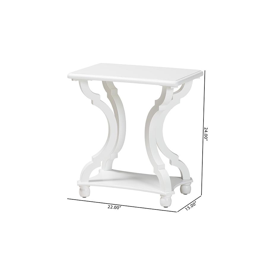 Baxton Studio Cianna Classic and Traditional White Wood End Table. Picture 9