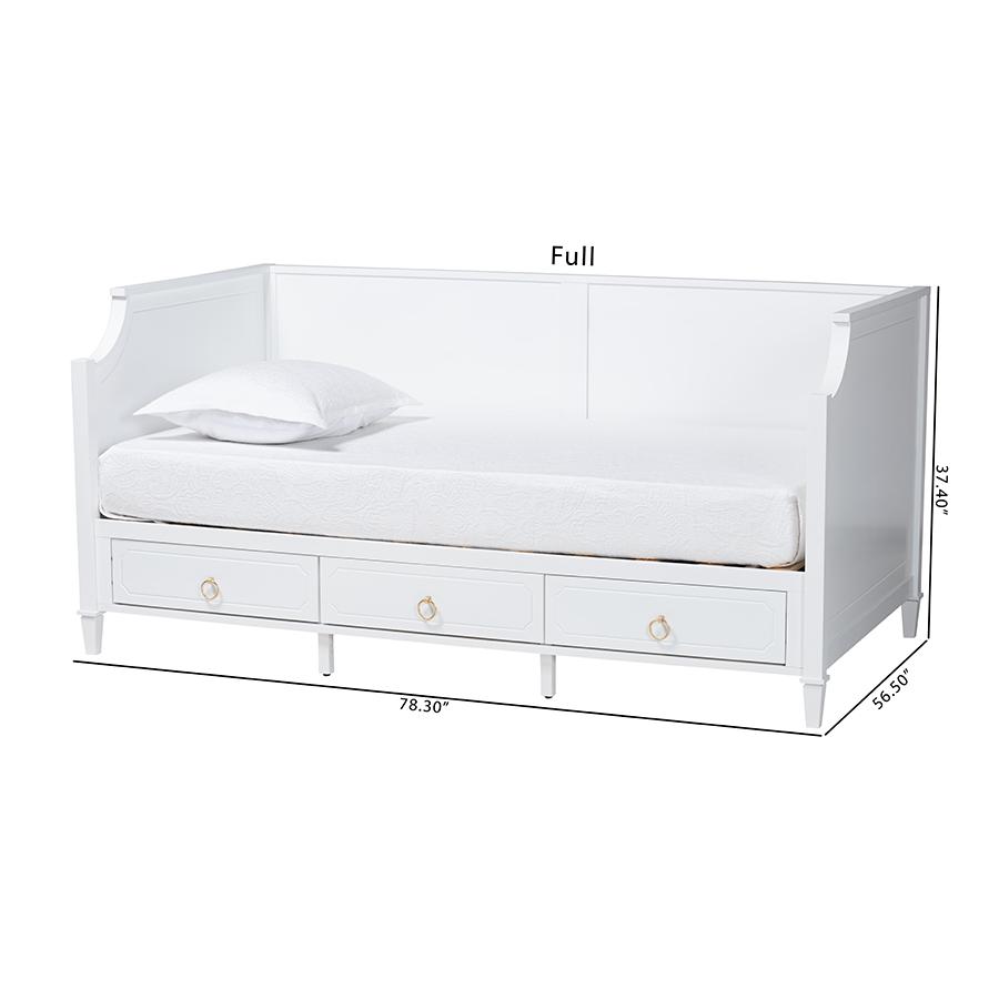 Lowri Classic and Traditional White Finished Wood Twin Size 3-Drawer Daybed. Picture 14
