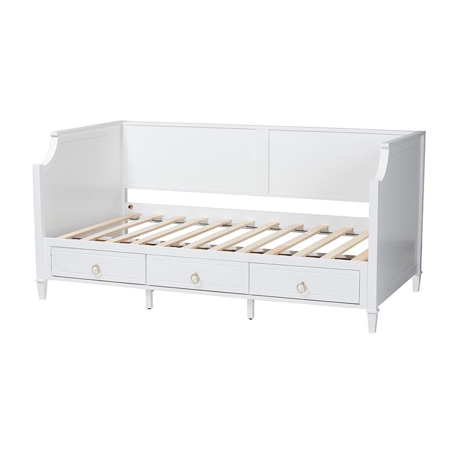 Lowri Classic and Traditional White Finished Wood Twin Size 3-Drawer Daybed. Picture 4