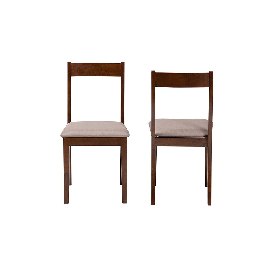 Warm Grey Fabric and Dark Brown Finished Wood 2-Piece Dining Chair Set. Picture 2