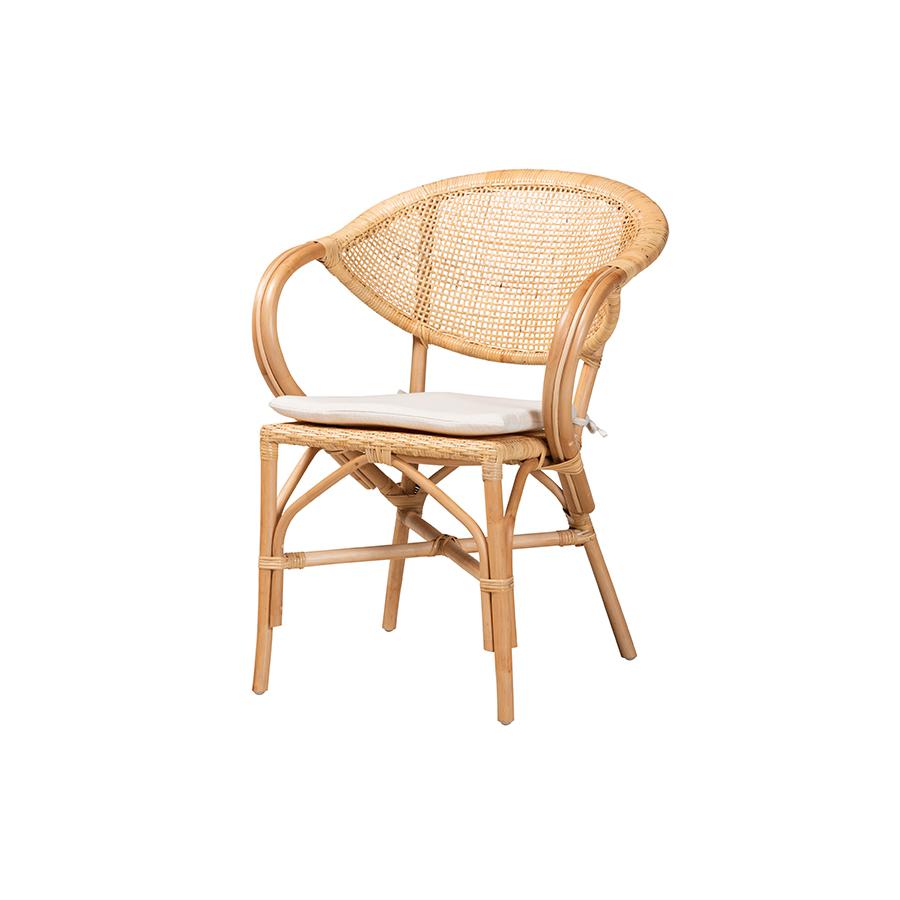 bali & pari Varick Modern Bohemian Natural Brown Finished Rattan Dining Chair. Picture 1