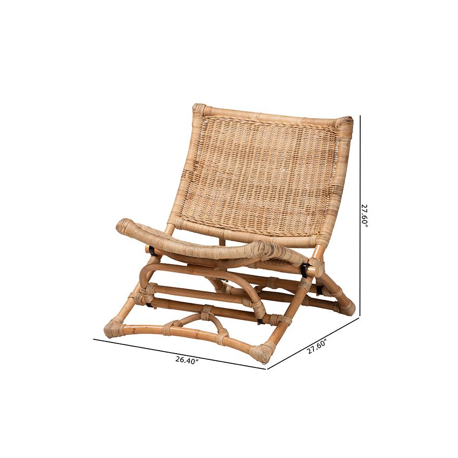 Bohemian Natural Brown Antique Rattan Foldable Lounge Chair. Picture 11