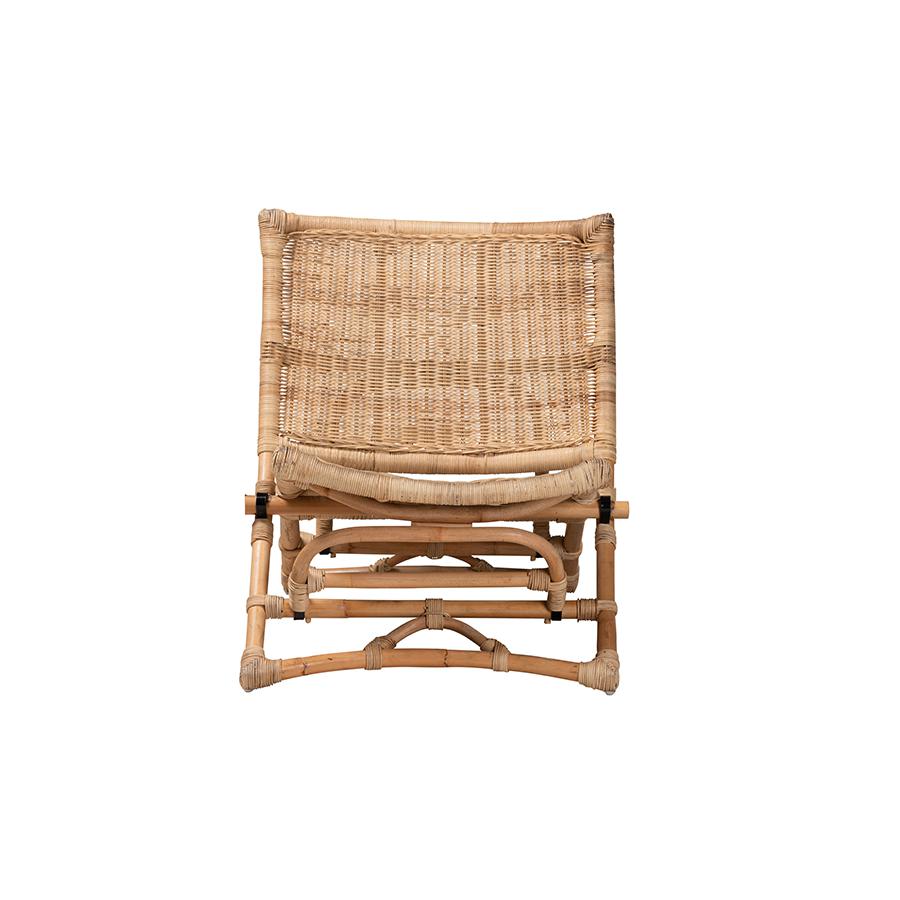 Bohemian Natural Brown Antique Rattan Foldable Lounge Chair. Picture 2