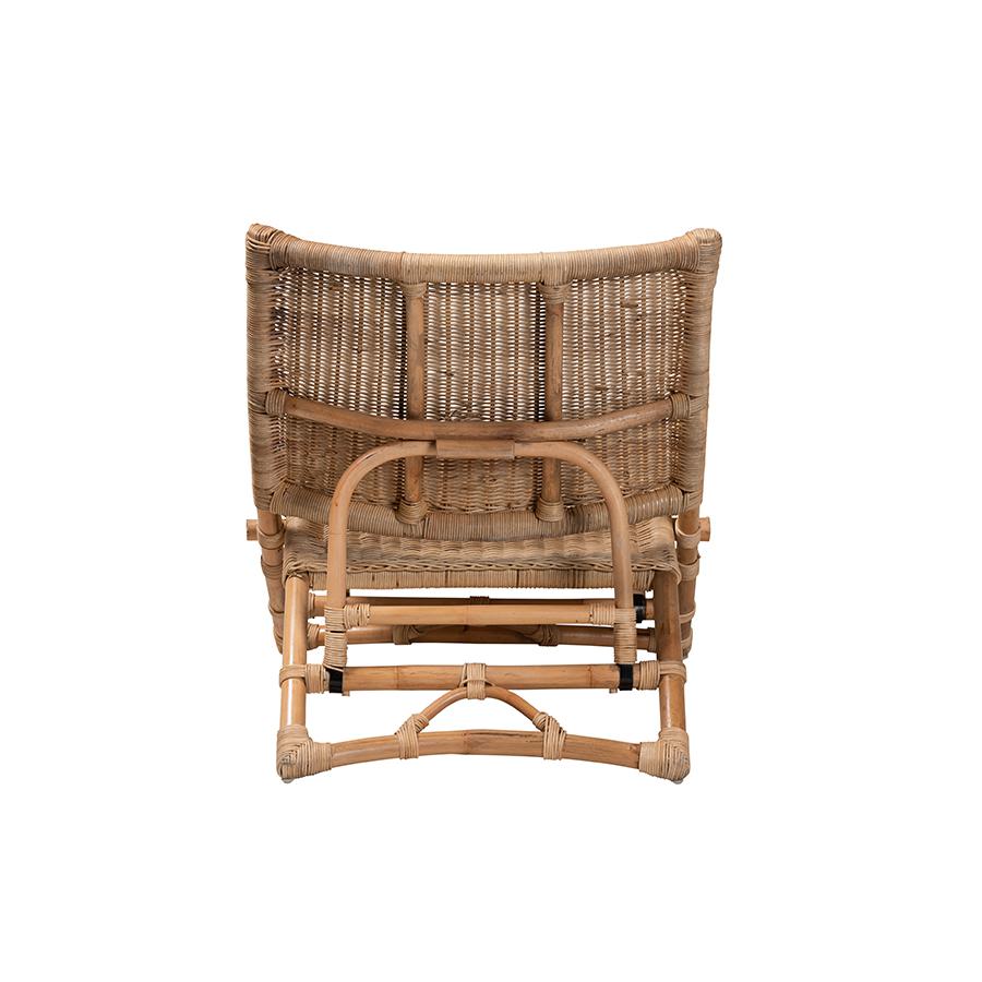 Bohemian Natural Brown Antique Rattan Foldable Lounge Chair. Picture 4