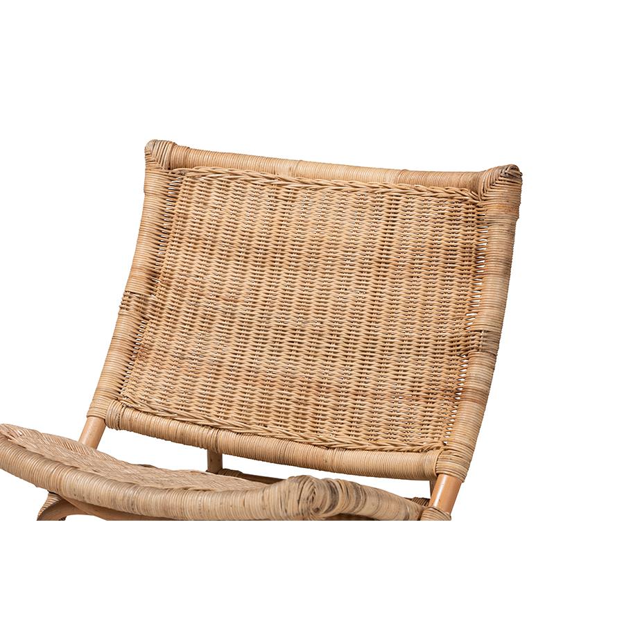 Bohemian Natural Brown Antique Rattan Foldable Lounge Chair. Picture 6