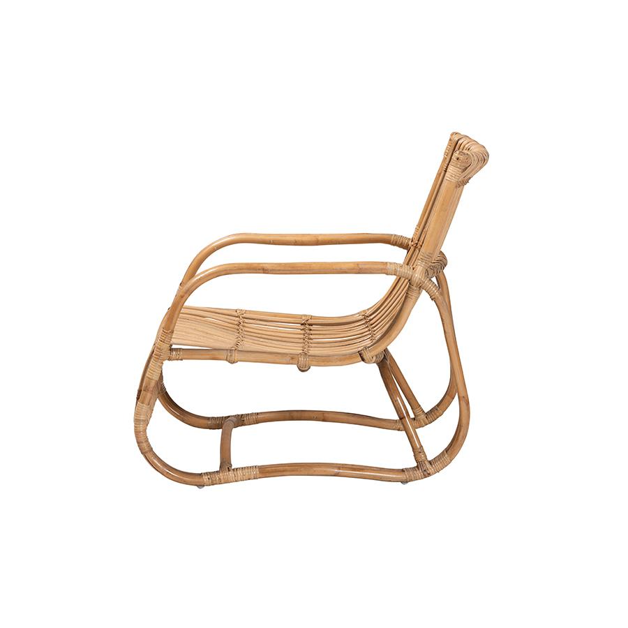 bali & pari Blanca Modern Bohemian Natural Rattan Accent Chair. Picture 3