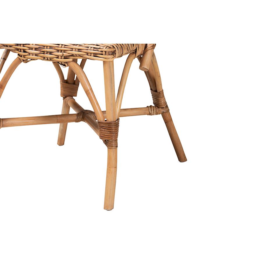 bali & pari Neola Modern Bohemian Natural Rattan 2-Piece Dining Chair Set. Picture 5