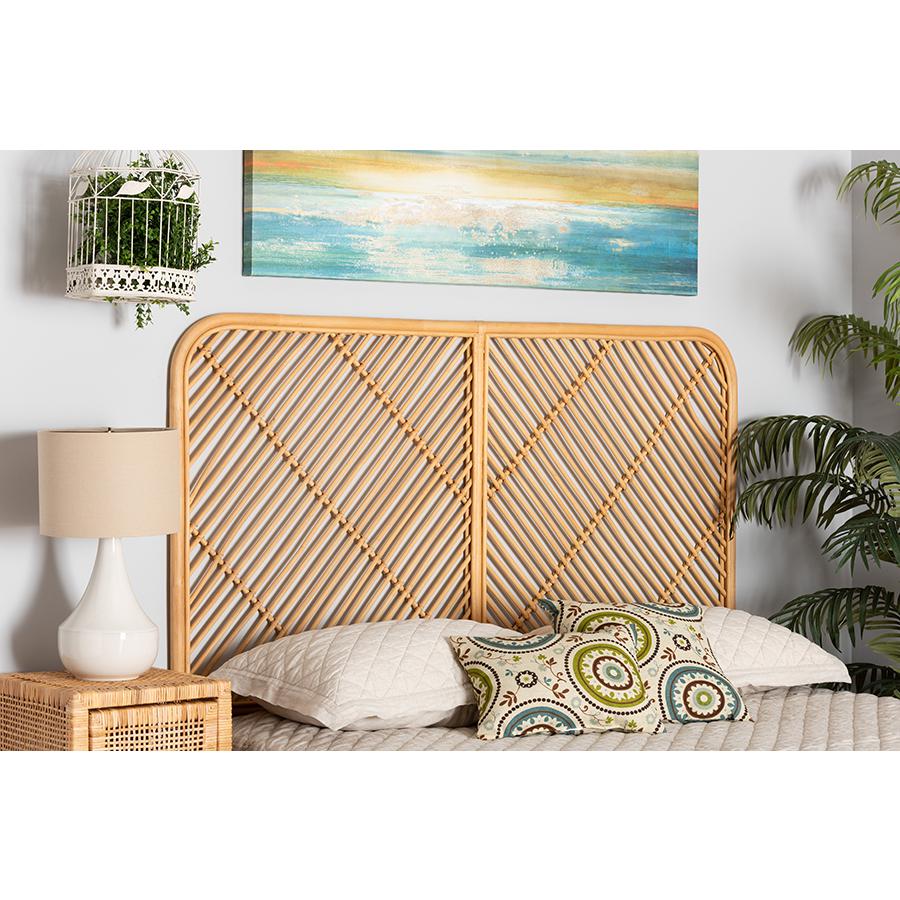 Bohemian Natural Brown Rattan Queen Size Wall-mount Headboard. Picture 5