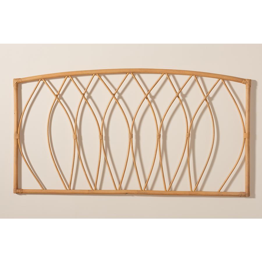 Bohemian Natural Brown Rattan Queen Size Wall-mount Headboard. Picture 6