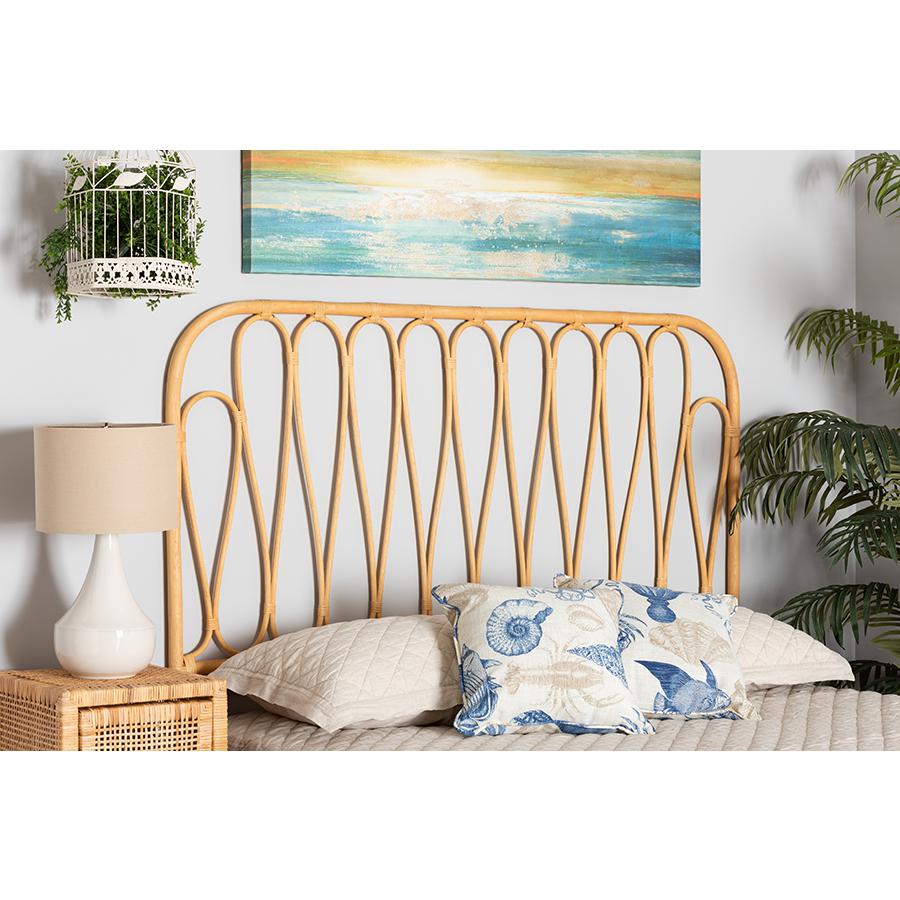 Bohemian Natural Brown Rattan Queen Size Wall-mount Headboard. Picture 5