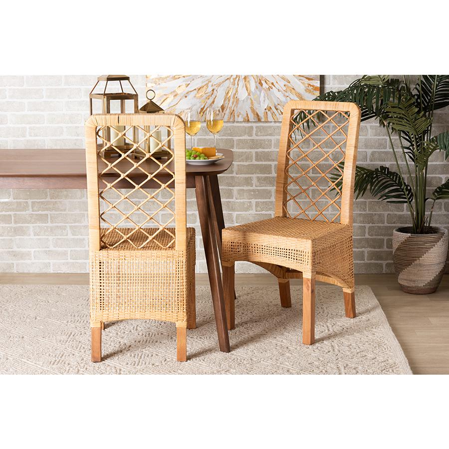 Walnut Brown Mahogany Wood 2-Piece Dining Chair Set. Picture 7