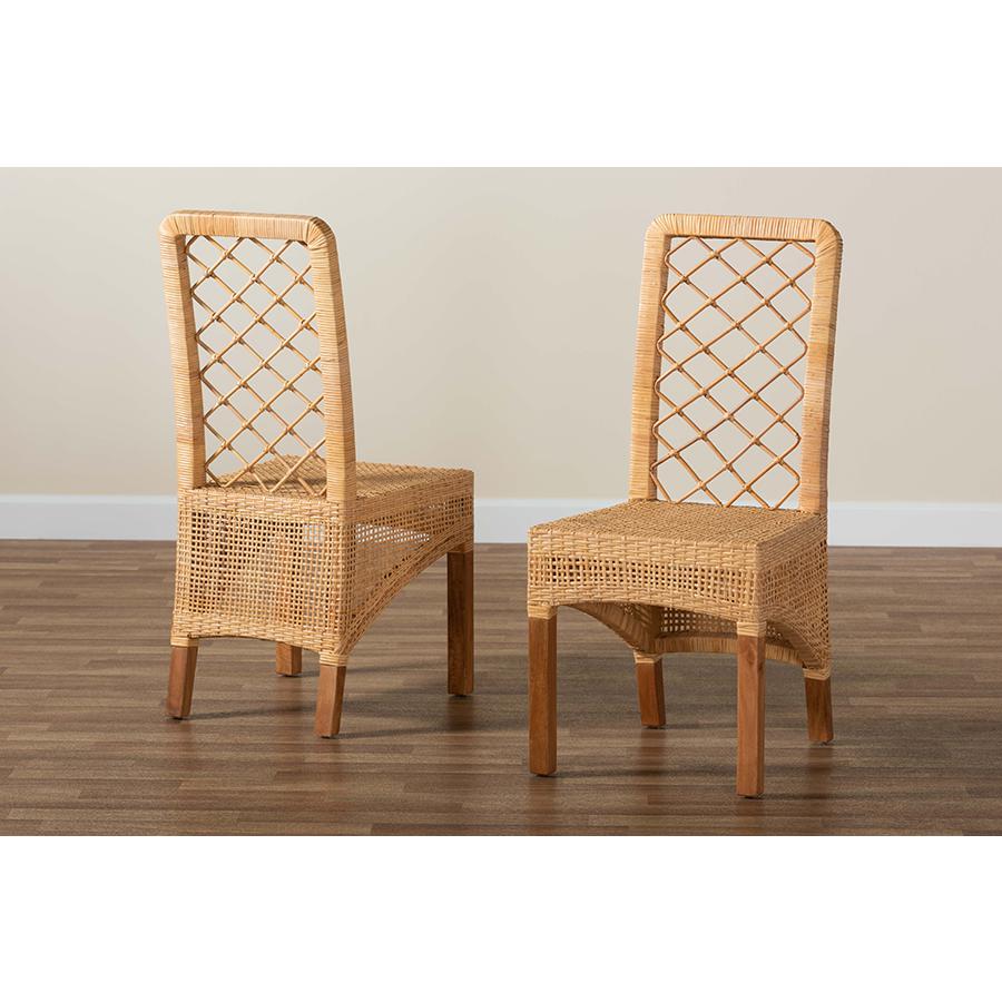 Walnut Brown Mahogany Wood 2-Piece Dining Chair Set. Picture 8
