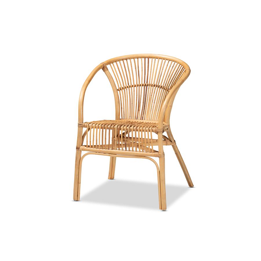 Baxton Studio Murai Modern Bohemian Natural Brown Rattan Dining Chair. Picture 1