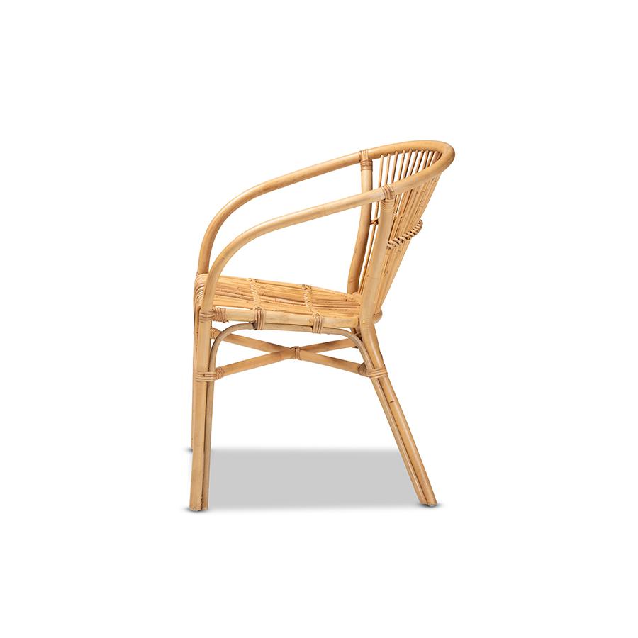 Baxton Studio Murai Modern Bohemian Natural Brown Rattan Dining Chair. Picture 3