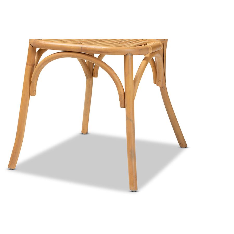 bali & pari Wina Modern Bohemian Natural Brown Rattan 2-Piece Dining Chair Set. Picture 5