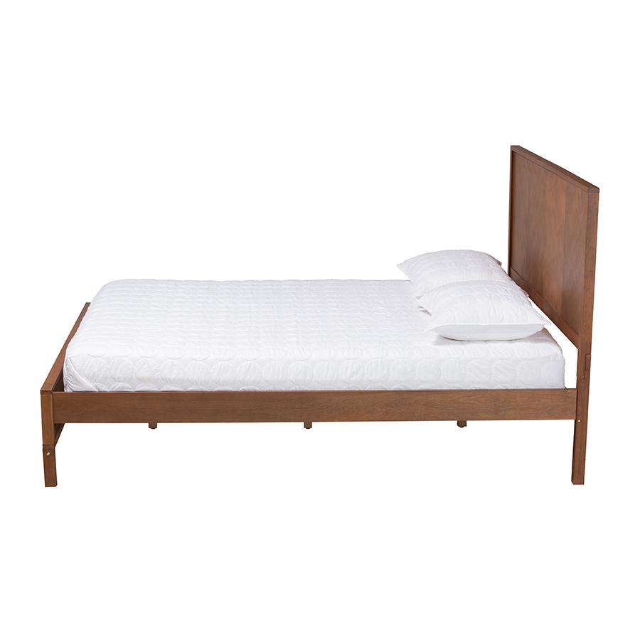 Carver Classic Transitional Ash Walnut Finished Wood Queen Size Platform Bed. Picture 2