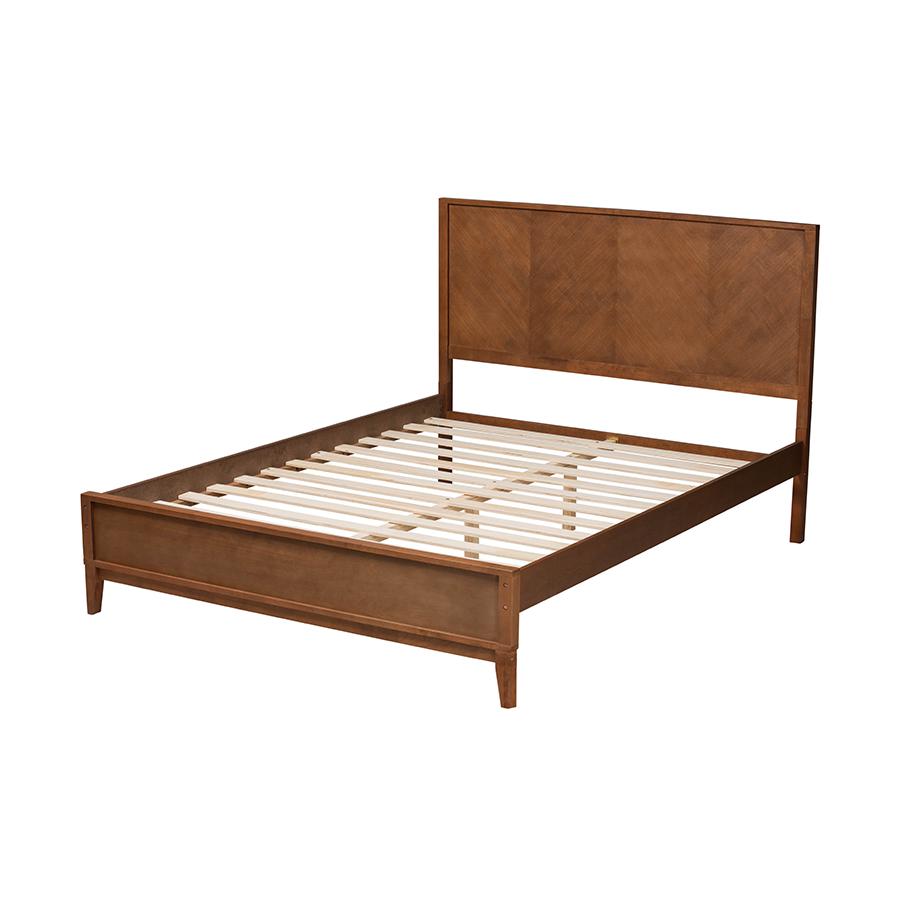 Carver Classic Transitional Ash Walnut Finished Wood Queen Size Platform Bed. Picture 3