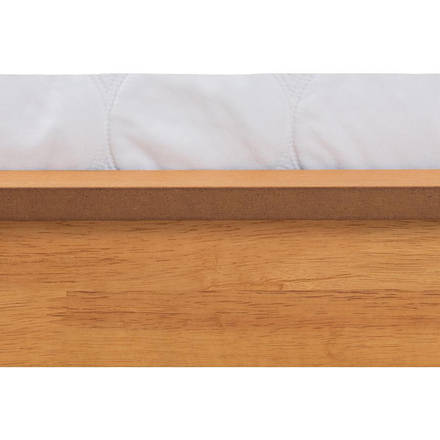 Efren Mid-Century Modern Honey Oak Finished Wood Full Size Bed Frame. Picture 5
