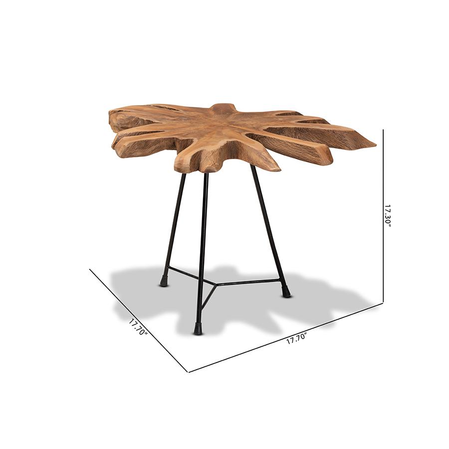 Black End Table with Teak Tree Trunk Tabletop. Picture 7