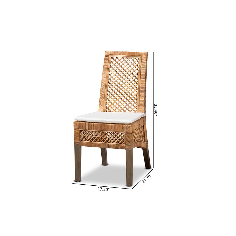 bali & pari Argos Modern Bohemian  Natural Brown Rattan 2-Piece Dining Chair Set. Picture 9