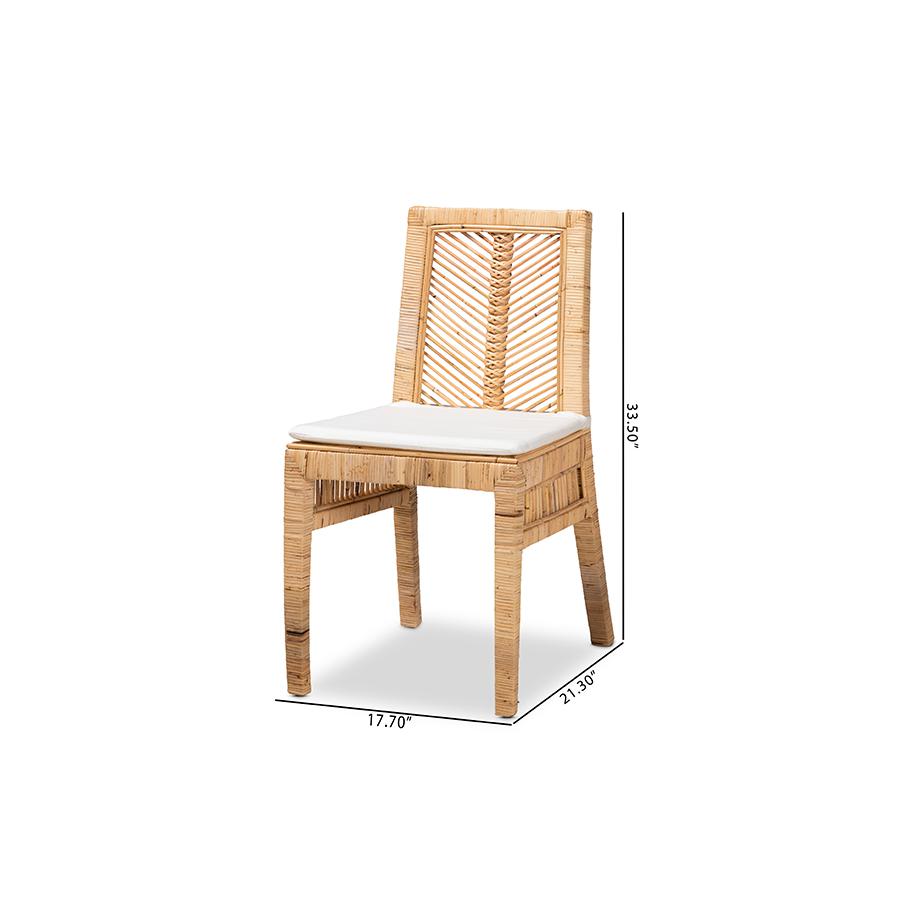 bali & pari Suci Modern Bohemian Natural Brown Rattan 2-Piece Dining Chair Set. Picture 9