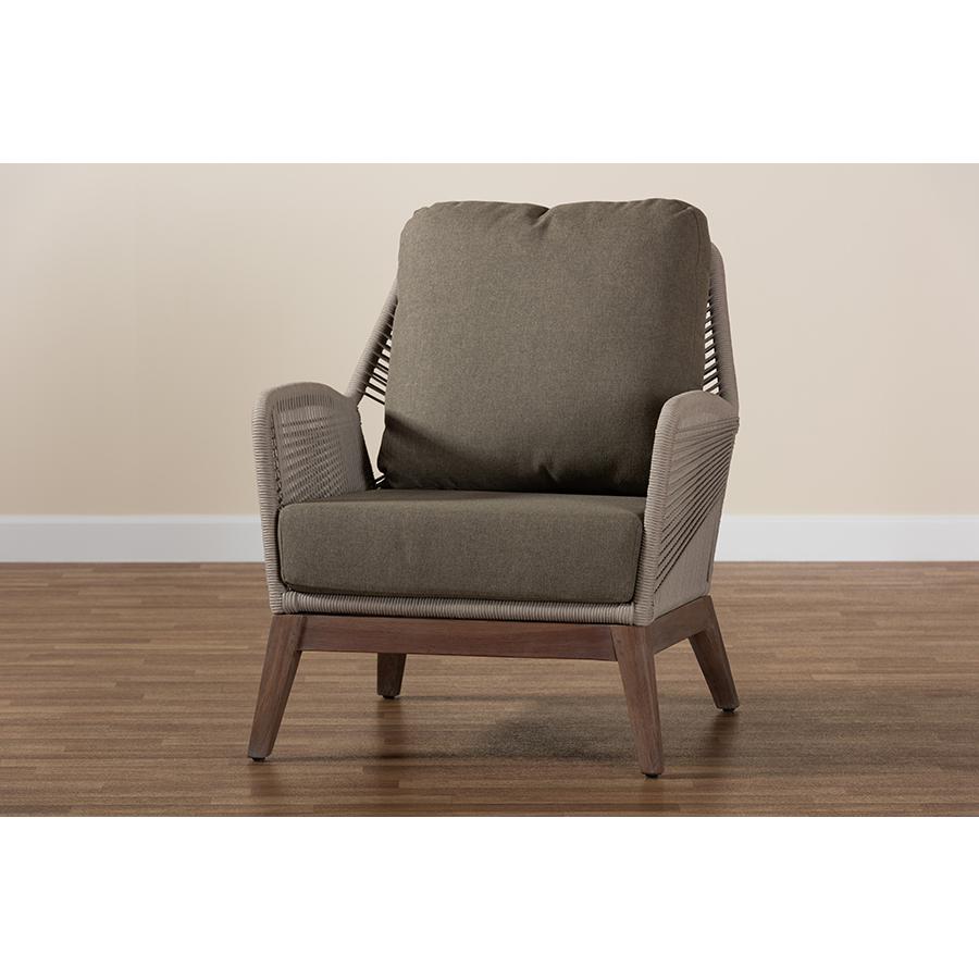Jennifer Mid-Century Transitional Grey Woven Rope Mahogany Accent Chair. Picture 10