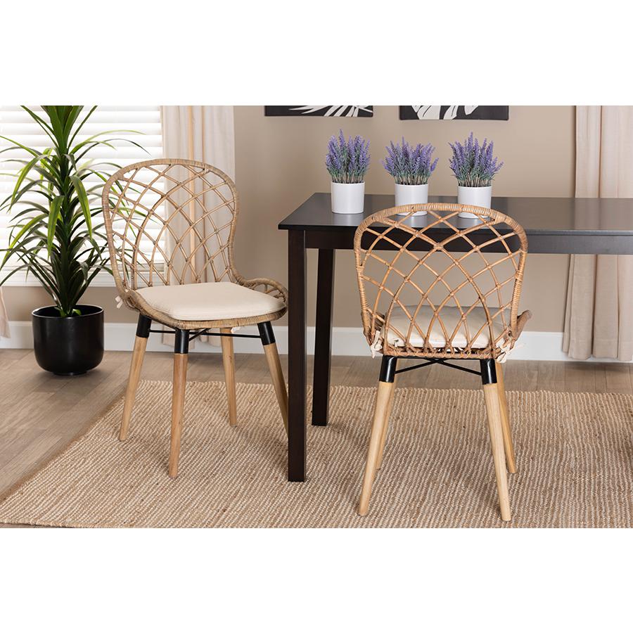 Greywashed Rattan 2-Piece Dining Chair Set. Picture 7