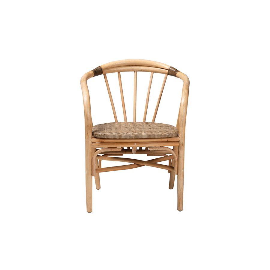 bali & pari Kyoto Modern Bohemian Natural Brown Rattan Dining Chair. Picture 2