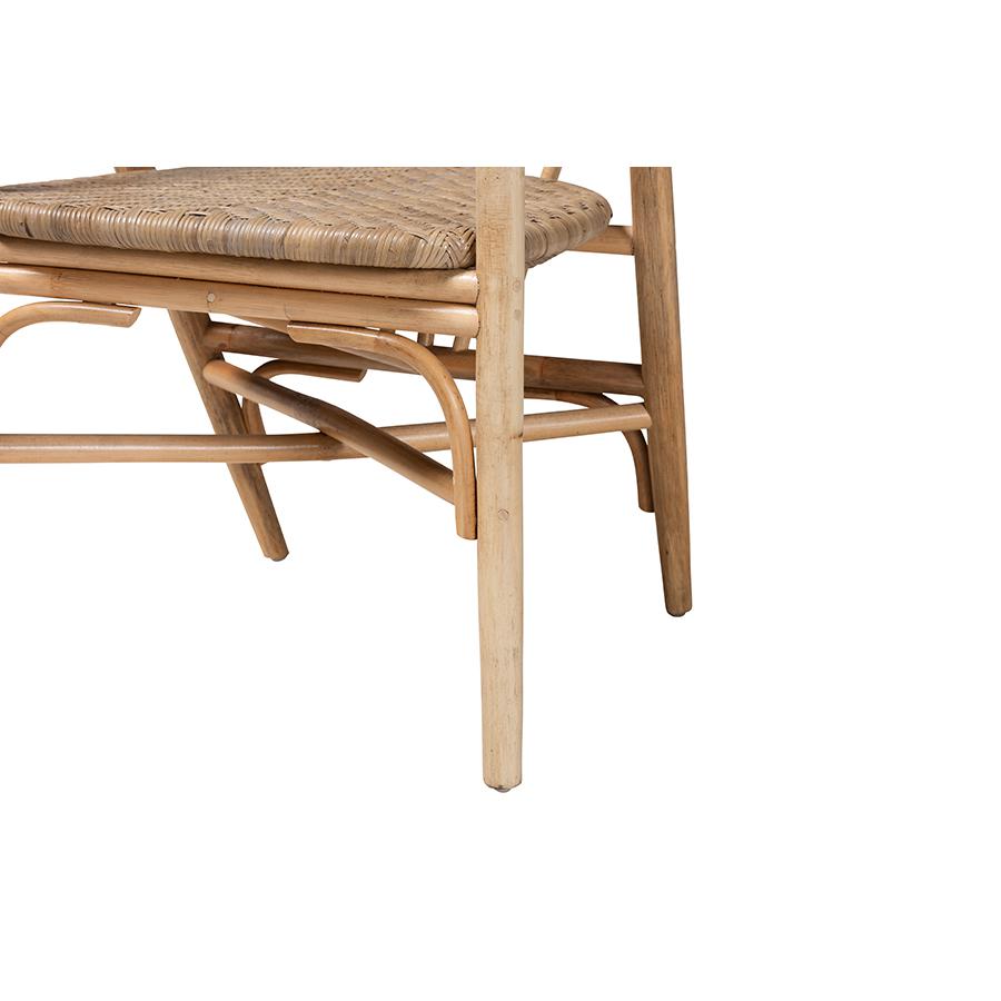 bali & pari Kyoto Modern Bohemian Natural Brown Rattan Dining Chair. Picture 6