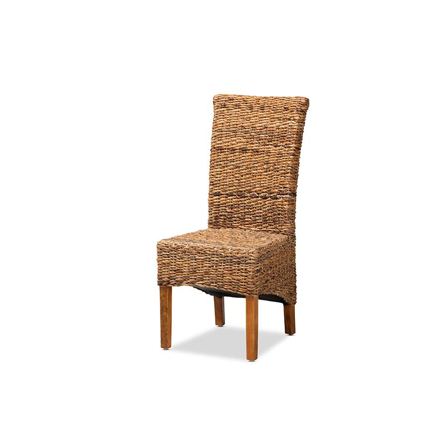 Baxton Studio Trianna Rustic Transitional Natural Abaca and Brown Finished Wood Dining Chair. The main picture.