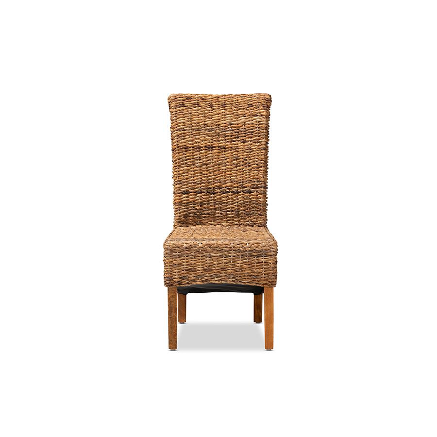 Baxton Studio Trianna Rustic Transitional Natural Abaca and Brown Finished Wood Dining Chair. Picture 2